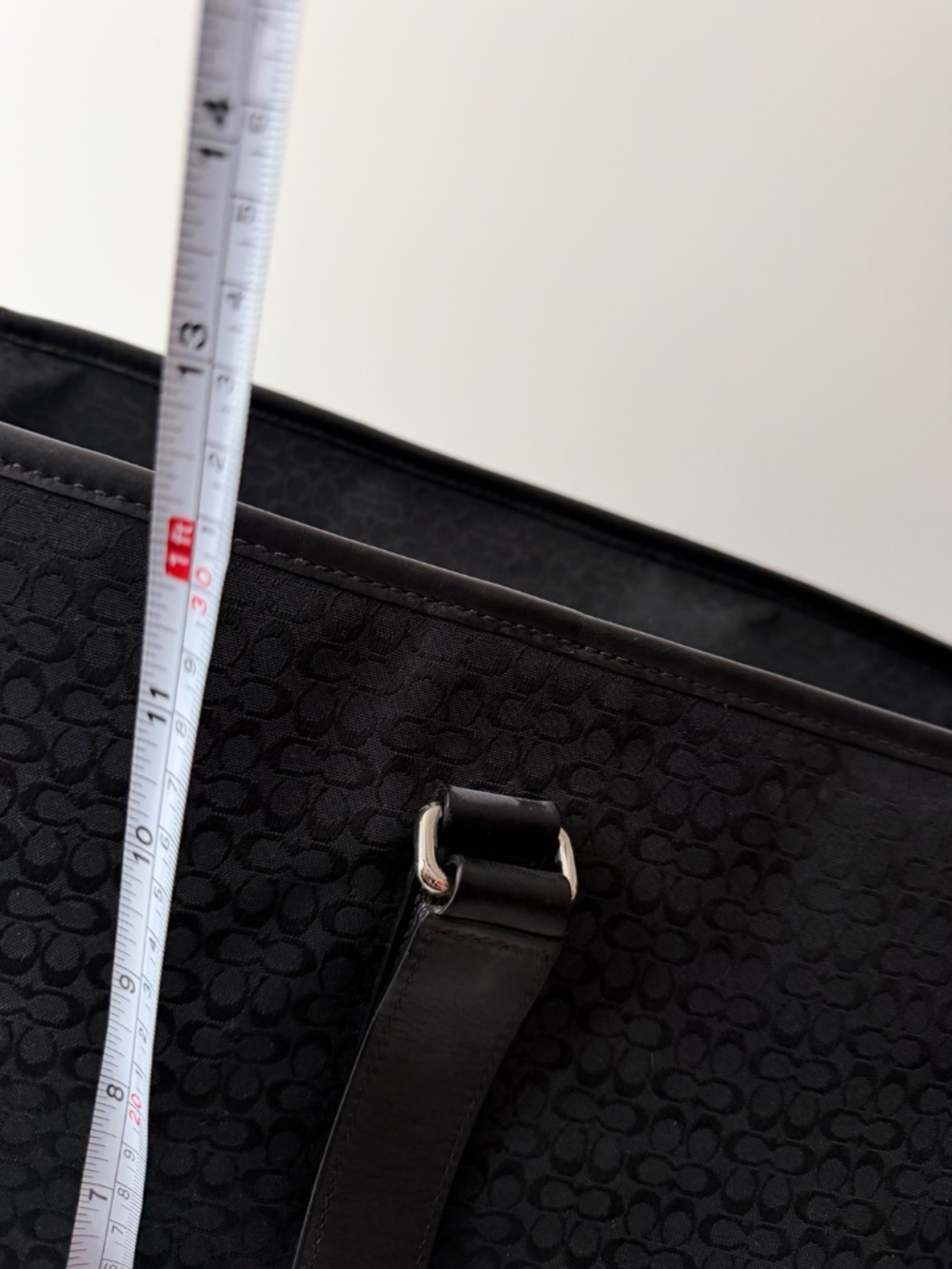 Coach Black Signature C Jacquard Large Tote Travel Bag Carry On - Picture 6 of 12